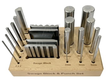 Swage Block & Punch Set 17pcs Steel Dapping Shaping Forming Craft 16 Punches