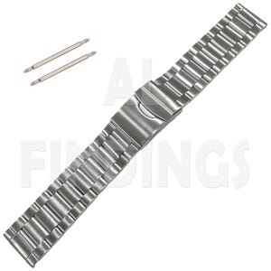 24m Genuine Stainless Steel Metal Watch Strap Band Mens Stainless SS Buckle Quality Straight ended SS (75)