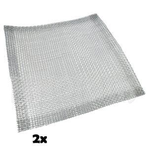 May include: Two silver-coloured metal mesh screens. The screens are square shaped and have a fine mesh.