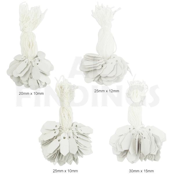Plain White Strung String Gift Tags Tie on Labels Jewellery Display Price(100 per pack)