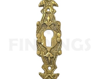 Ornate Brass Escutcheon Key Hole Cover Surround Clock Long Case Straight (25)