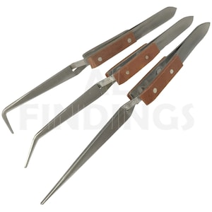 3 X angled self locking soldering solder tweezers hands free tweezer watch jewellery tool (90)