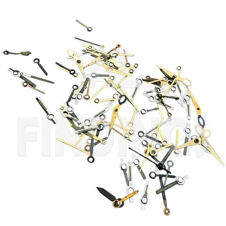 Set of 100 vintage watch hands - hour, minute and second hands Set of 100 vintage watch hands - hour, minute and second hands
