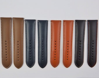 Bracelet de montre en cuir lisse véritable de 18 mm avec boucle en acier inoxydable rembourrée pour homme (25)