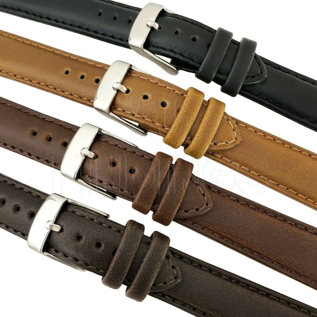 Genuine Oily Calf Leather Watch Strap Padded SS Buckle - Etsy