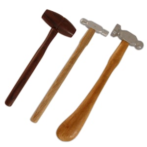 Set 3 Hammer jewellers tools metal shaping silversmith chasing ball-pein rosewood hammers (600J)