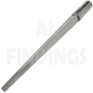 May include: A silver metal tapered mandrel for jewelry making. The mandrel is approximately 6 inches long and has a rounded end.