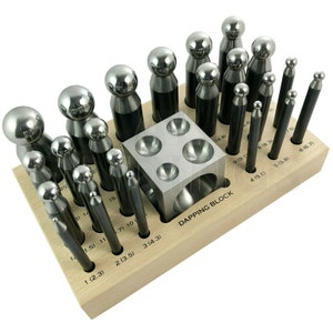 25 pc Doming Block and Punch Set made of Steel Dapping craft metal working tool  (3700)