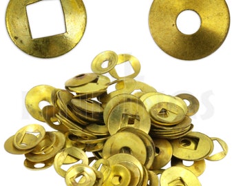 Brass Domed Clock Washers, Round & Square Hole 200 Washer Mix Clockmaker Movement Repair (50)