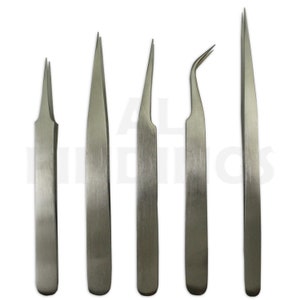 set 5 tweezers non magnetic anti acid jewellery watch tools repair (100)