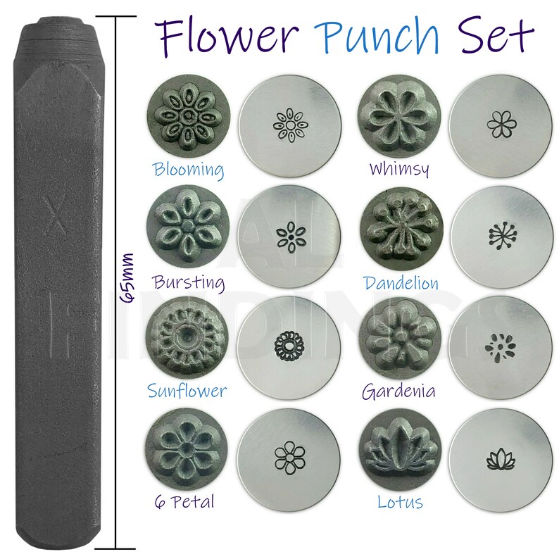Set of 8 Flower Metal Punch Stamps Blooming Whimsy Dandelion Etsy