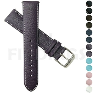 Uhrenarmband aus Büffelleder Büffelleder Braun/Weiss Band Herren Damen gepolstert ss-Schnalle (25)