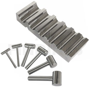 Stahl Biegeform Block & 6 Stempel Juweliere Silberschmiede Werkzeug 6 "L (2340)
