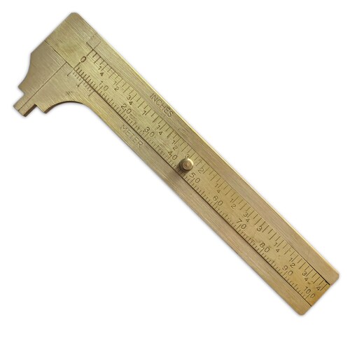 4" 100mm Brass CALIPER Sliding Vernier Ruler Gauge Gem Tool Bead Measuring Inch 
