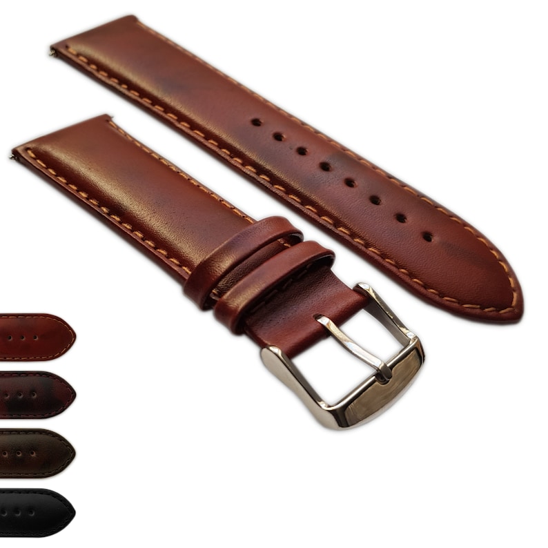 Genuine English Calf Grain Leather Watch Strap Band Mens Etsy Canada