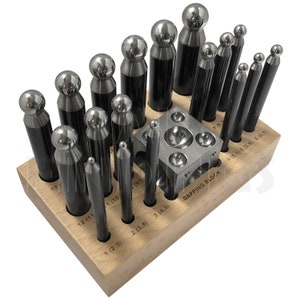 18pc Doming Block and Punch Set made of Steel Dapping craft metal working tool (1780)