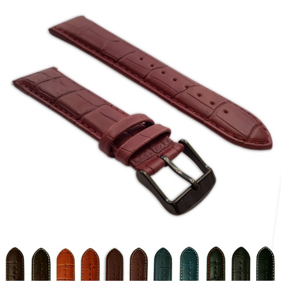 Jewellers Tools Cinturino Per Orologio Da Uomo, In Vera Pelle Di Vitello Inglese, 22 Mm, Imbottito, Con Fibbia In Acciaio Inox Marrone Chiaro - Foto 5