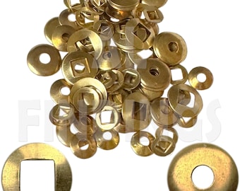 Brass Clock Washers Square & Round hole 200 washer Clockmaker Movement Repair (40)