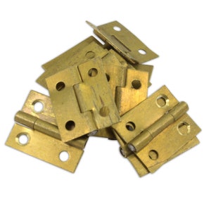 3/4&quot; High brass hinges clock case repairs parts clockmakers dolls house 12pcs (30)