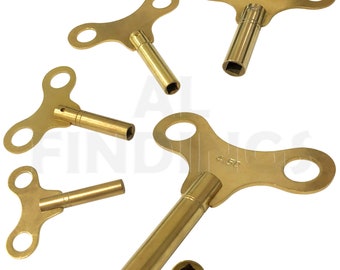 Winding clock key winged type brass 1.75mm to 6.75mm keys grandfather winder tool (20)