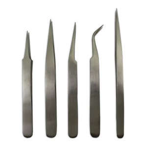 Tweezers set 5 stainless steel non magnetic watch jewellery craft tools (100)