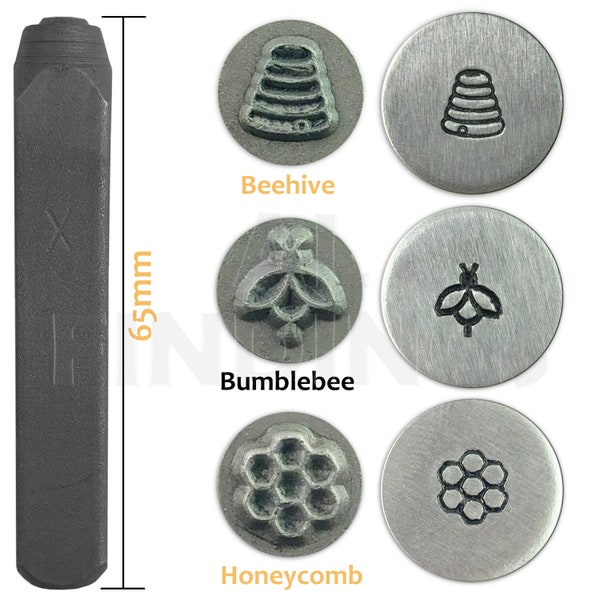 Set of 3 Metal Punch Stamping Set Bumblebee Beehive Honeycomb Design Stamps (190)