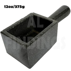May include: A black cast iron 12 oz / 375g pouring pot with a handle.