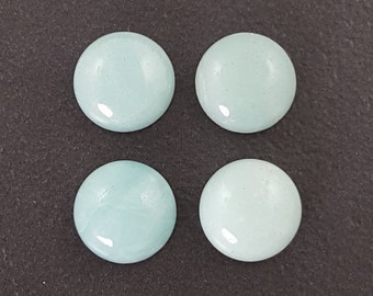 12mm Chinese Amazonite Cabochon lot f 4 pieces calibrated cab pale blue stone round mgsupply jewelry making small ring pendant bracelet