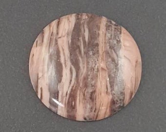 Fossilized Algae Cabochon, 30mm round, pink brown, bacon, hand cut cab, cabochon, large stone, large cab, brown cabochon, bacon stone