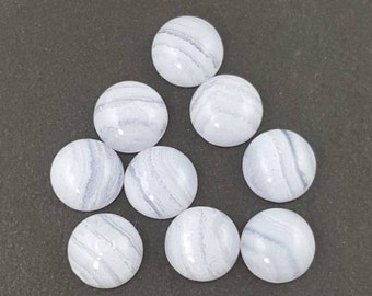 12mm Blue Lace Agate Cabochon, calibrated, blue lace agate, blue lace agate cab, pale blue cabs, small cabochon, round cabochon, blue lace