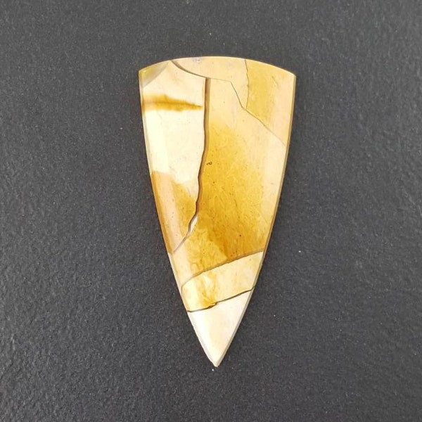 Brecciated Mookite Cabochon, 47x24mm, large cab, large cabochon, large stone, large pendant stone, yellow and white stone, triangle