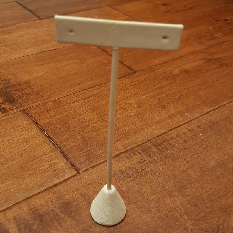 earring tree 6.5 in single earring display White Leatherette Earring Tree weighted base t shaped earring display stand earring stand