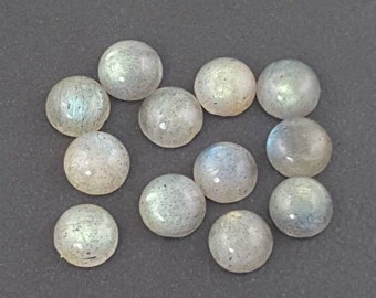 8mm Labradorite Cabochon lot of 6 cabs calibrated cab small round cabochons flash gray blue green mgsupply jewelry making