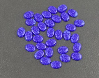 REDUCED! Vintage Oval Speckled Blue Glass Cabochons 6mm x 8mm lot of 15 cabs lapis blue cabs mgsupply jewelry making loose stones