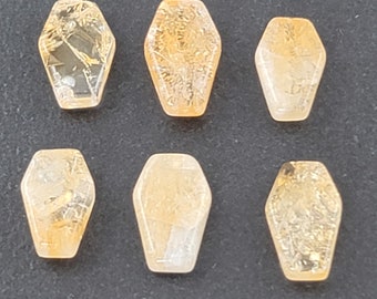 Small Citrine Coffin Cabochon 10x15mm quartz coffin shaped cab stone mgsupply halloween jewelry making loose gemstone