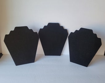 Large Black Velvet Padded Necklace Easel Display Set of 3, 9.5 in, necklace holder display stand bust