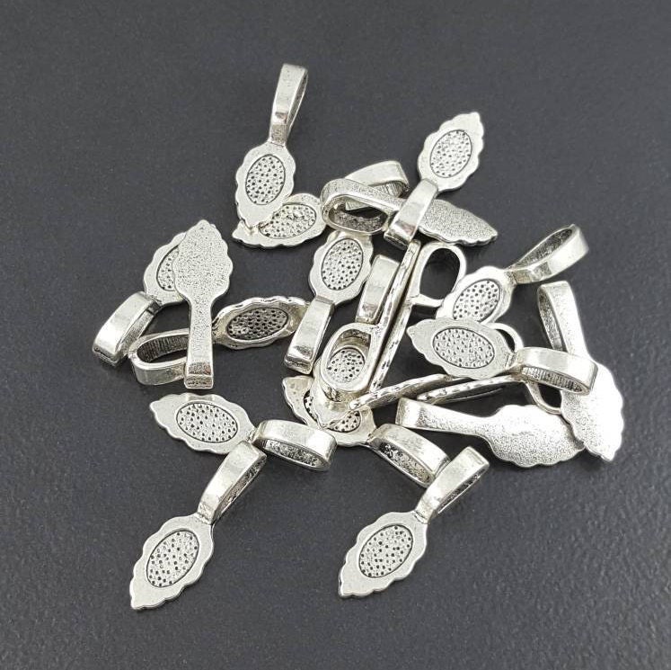 Antique Silver Jewelry Bails 8x25mm 10 pieces large jewelry Etsy