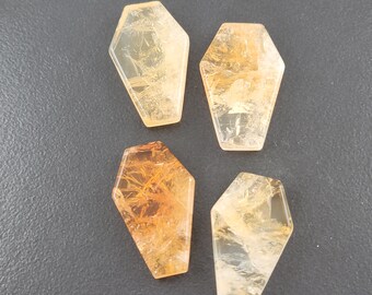 Large Citrine Coffin Cabochon 22x 36mm coffin shaped cab stone mgsupply halloween jewelry making loose gemstone