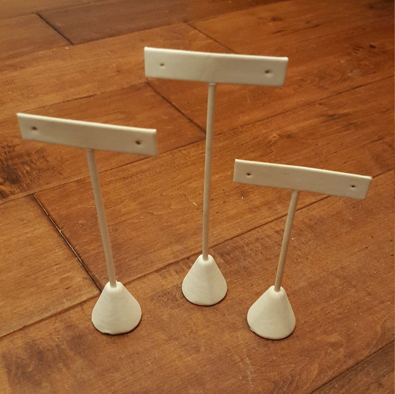 earring tree 6.5 in single earring display White Leatherette Earring Tree weighted base t shaped earring display stand earring stand
