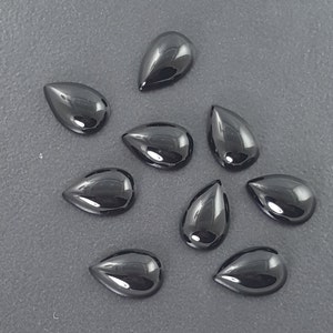 Black Onyx Cabochon 15x10mm 2 pieces calibrated cab black stone small teardrop pear shape mgsupply jewelry making image 1