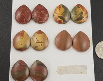 Cherry Creek Jasper Cabochon Pair matched pairs cabochons cabs earring stones yellow red green set of 2 mgsupply jewelry making wire wrap