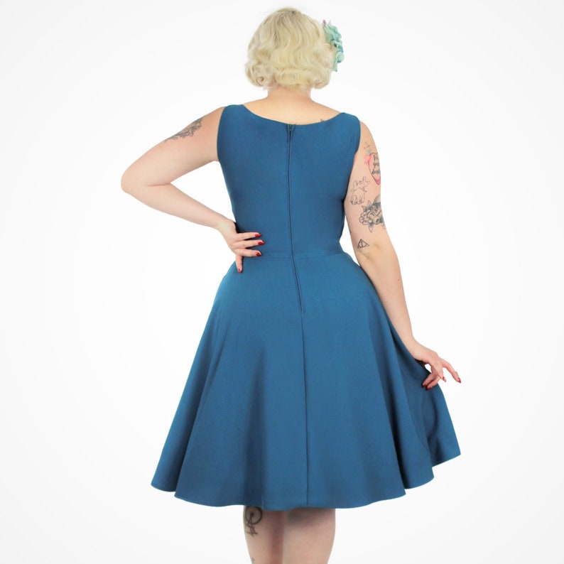 Teal Flowy Dress With Pockets XS-3XL