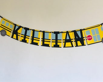 Bus Birthday Banner Etsy