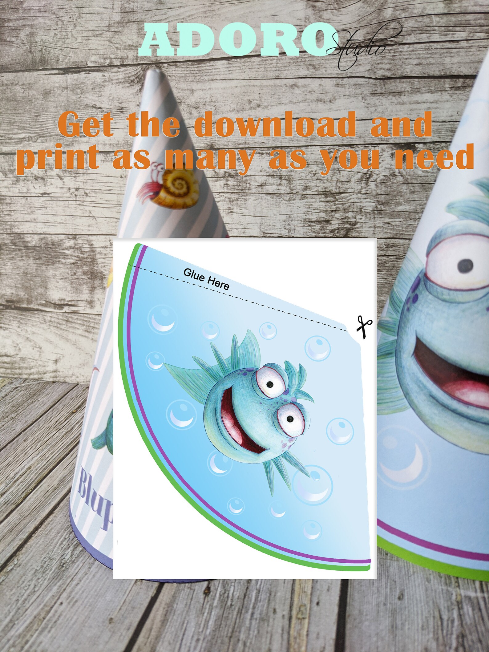 Pout Pout Fish Printables Party Hat / Pez Pucheros - Etsy