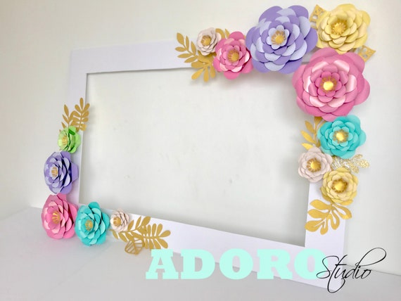 Unicorn Photo Booth Frame Party Selfie Paper Flowers Decorations Birthday Fl