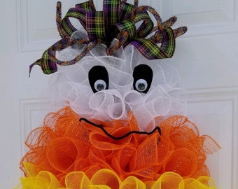 Halloween Candy Corn Wreath for Front Door