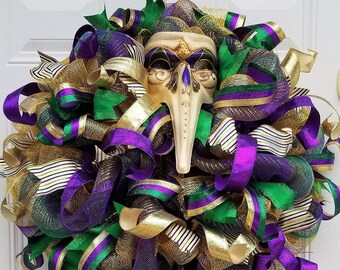 Mardi Gras Wreath Mardi Gras Wreath For Front Door Mardi Etsy