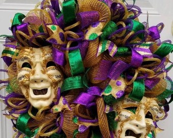Mardi Gras Wreath Mardi Gras Wreath For Front Door Mardi Etsy