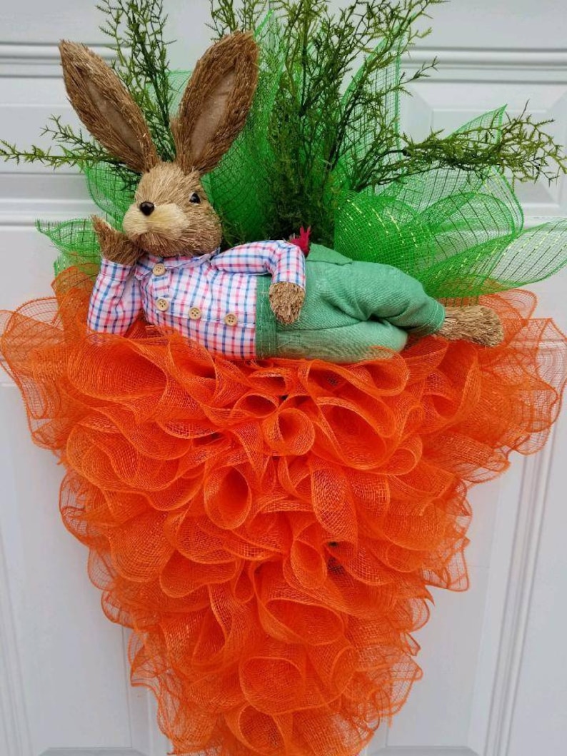 Easter Wreath Carrot Easter Door Wreath Bunny Easter Door Etsy