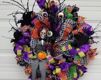 Halloween Skeleton Wreath for Front Door